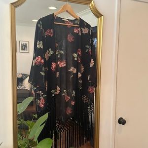 Black cardigan with floral